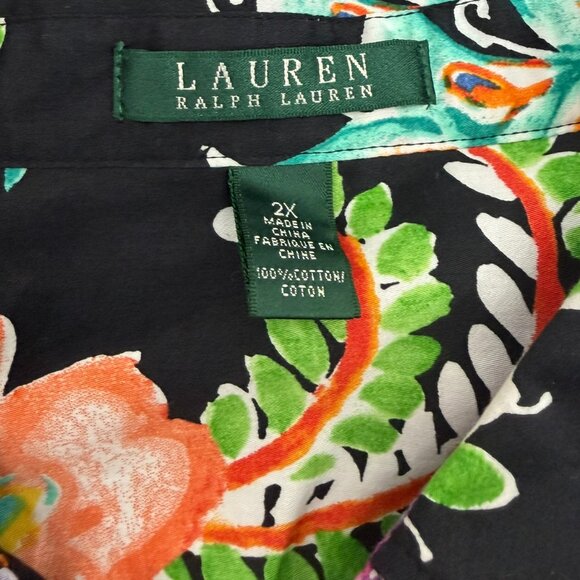 Lauren‎ Ralph Lauren Colorful Paisley Floral Shirt 3/4 Sleeve Size 2X Worn Once - Picture 4 of 7